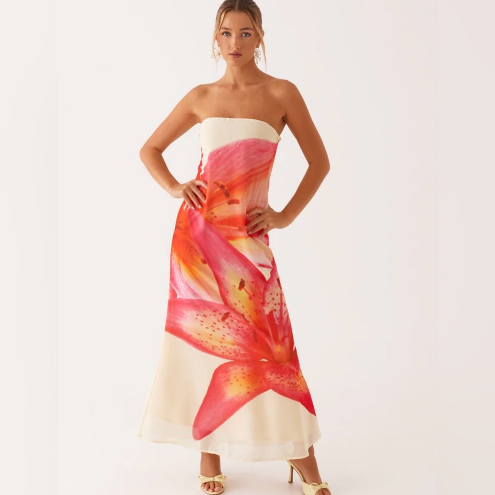Peppermayo Cream and Pink Floral Maxi Dress